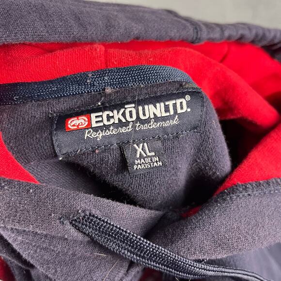 Vintage Thick Stitch Embroider 3D Ecko Unlimited Pullover Hooded Sweatshirt W-05 - Picture 9 of 12